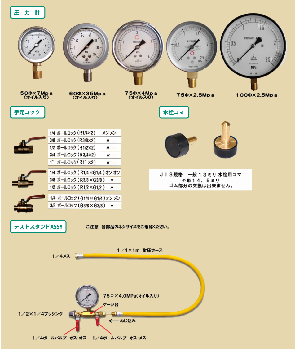 テストポンプ　アクセサリー